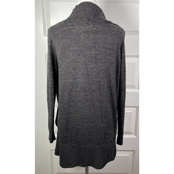 BAREFOOT DREAMS Cozychic Lite Circle Cardigan Heathered Carbon Black/ Gray L XL - Picture 3 of 9